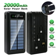 JIFON Solar Charger Power Bank 20000mAh Portable Charger 4 USB Wireless Fast Charger with LED Light
