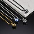 thumbnail image 4 of PAMTIER Men's Stainless Steel Personality Hip Hop Sports Style Soccerball Football Pendant Necklaces Blue White with Chain, 4 of 6