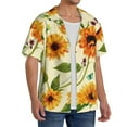 thumbnail image 4 of KLL Sunflowers And Butterflies Print Men's Shirt Short Sleeve Button Down Summer Cuba Beach Shirts- Large, 4 of 7