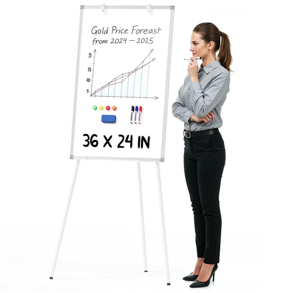 Tooloton 36x24 Inch Magnetic Whiteboard with Adjustable Tripod Stand, Portable Dry Erase Board for Home, Office & School Use