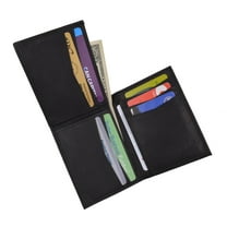 Marshal Mens Genuine Leather L Fold Card and ID Unique Shape Bifold Wallet BK