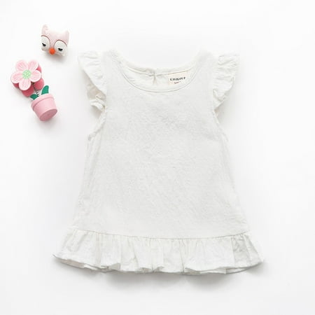 

Cathalem Crop Top Dance Shirt Color Cotton Fly Ruffle Blouse Kids Sleeve Clothes Tops Baby Girl Solid Girls Tops Girl Shirt 2t Shirt White 4-5 Years