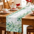 thumbnail image 5 of Tropical Leaves Table Runner 70 Inches, Green Monstera Palm Leaves Summer Wood Gray Bed Runner Dresser Scarves Tabletop for Indoor Outdoor Parties/Ceremony/Banquet, 13" x 70", 5 of 9