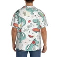 thumbnail image 5 of Vsdgher Music Lover Dinosaur Print Men's Wrinkle Free Untucked Cuban Shirt Business Casual Button Down Shirts Short Sleeve Shirt, 5 of 7