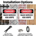 thumbnail image 3 of Main Service 400 Amps OSHA Danger Rigid Plastic Sign 14 Inch x 10 Inch - 5 Pack, 3 of 8