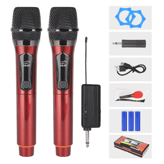 GJX Audio Microphone Set,Wireless Design Wireless Speaker,Long Battery Life Ergonomic Design Mic,Red1