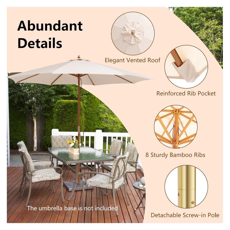 10 ft wooden patio umbrella Tangkula 10FT Umbrella, Outdoor Table Market w/8 tangkula Our 10ft wooden umbrella is a great choice for outdoor activities in courtyards 10 FT Wooden Patio Umbrella