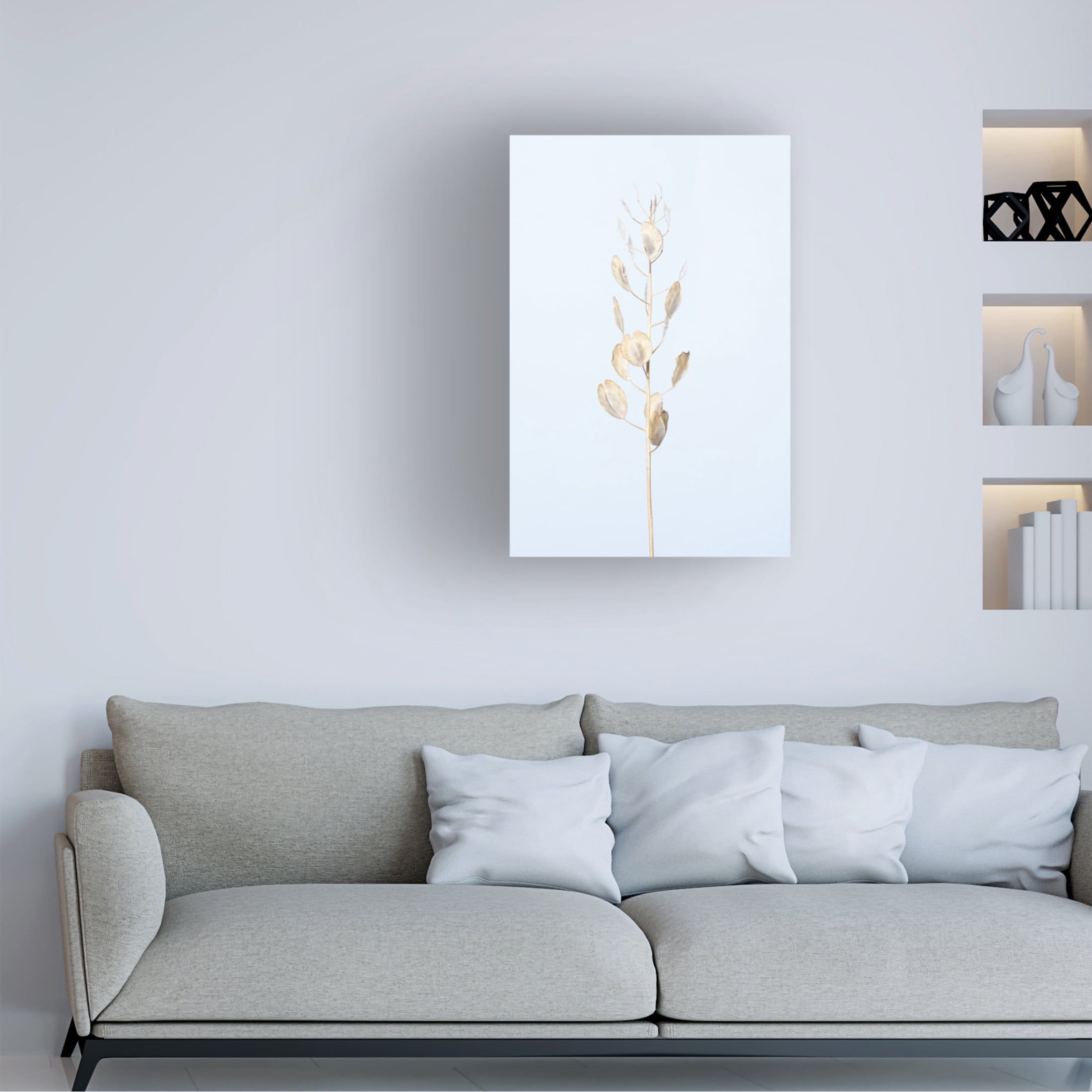 Trademark Fine Art Pictufy Studio Solitary Dried Plant Light Blue Canvas Wall Art