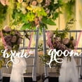 thumbnail image 2 of 1 Set Wedding Chair Signs European Style Rustic Wooden Hollow Out with Ribbon Decorative Gift Bride Groom Chair Back Hanging Signs Party Favors, 2 of 8