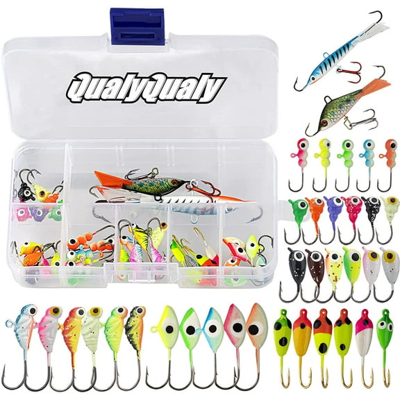 Qualyqualy Ice Fishing Jigs Lure Kit Gear Crappie Panfish 38 Pieces