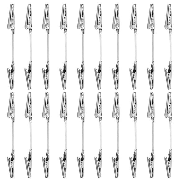 Uxcell 20 Pcs Double Head Alligator Clip, Metal Long Hose Alligator Clip Memo Clips Strong Clip Picture Note Holders for DIY Note Photo Memo, Silver
