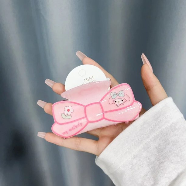 Sanrio-horquilla de Hello Kitty de Anime, KTM de dibujos animados con dulce vestido de niña en el lado del flequillo, horquilla de tiburón, Clip para la cabeza