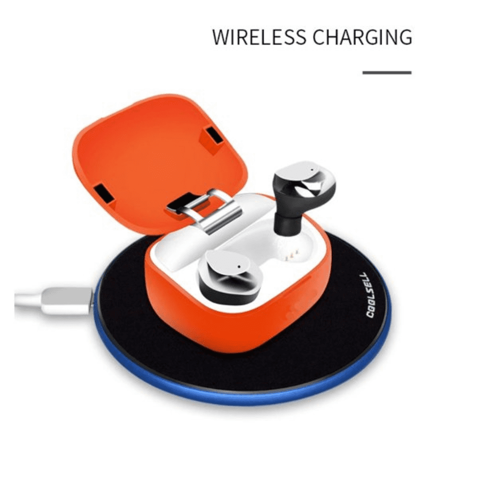Krane & Bauer Wireless Bluetooth Noise-Canceling Earbuds, Earphones for iPhone & Android, Orange