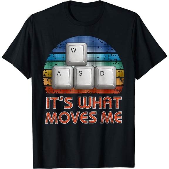 Vintage WASD PC Gamer T-Shirt - Classic Fit, Short Sleeve, Black - Gift for Men & Boys