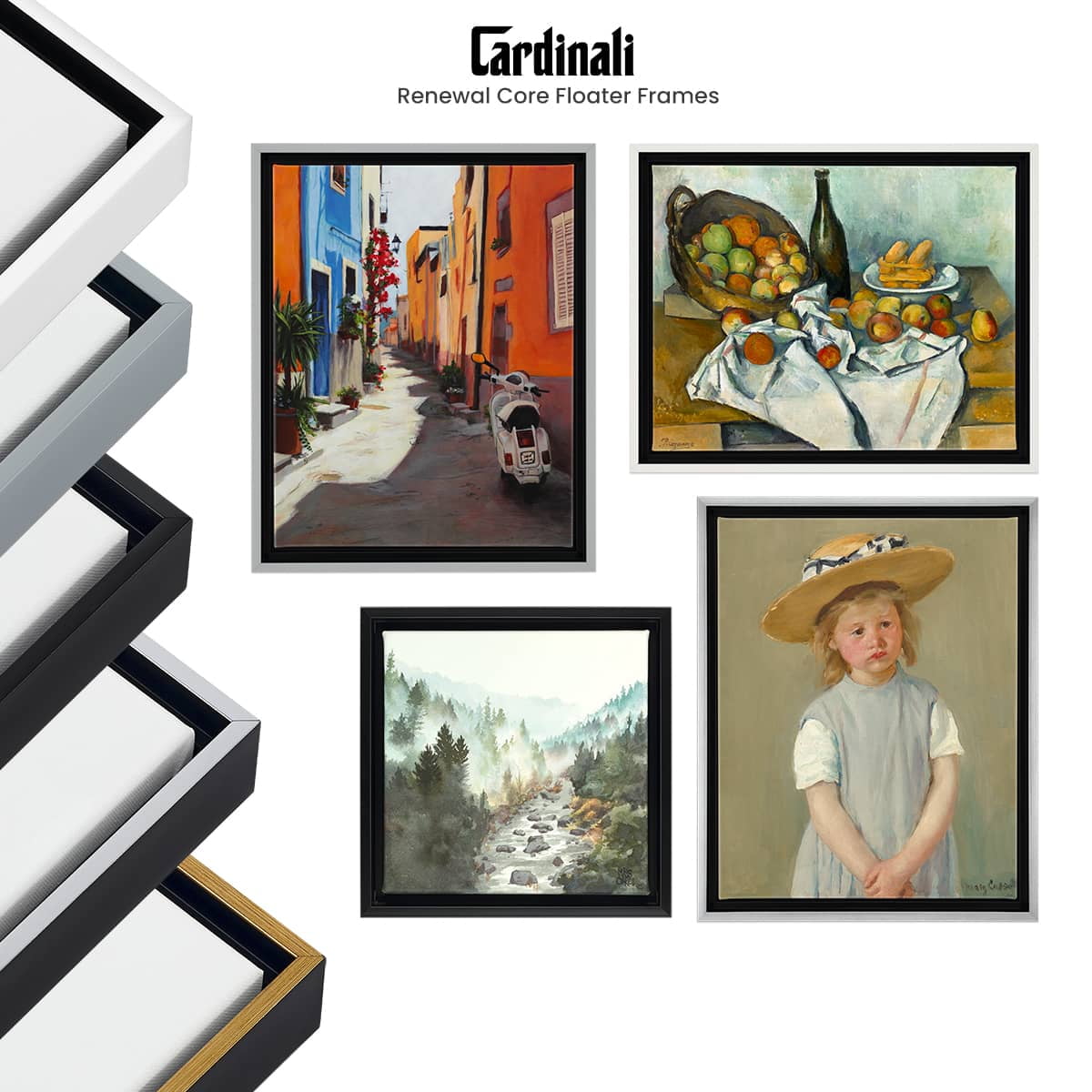 Cardinali Renewal Core Floater Frame, Cool Gray, 18x24", For 3/4 Deep Canvas, 4 Pack - Open Back Floating Canvas Frames, No Glass or Backing, Hardware Included Floating Canvas Illusion Frame