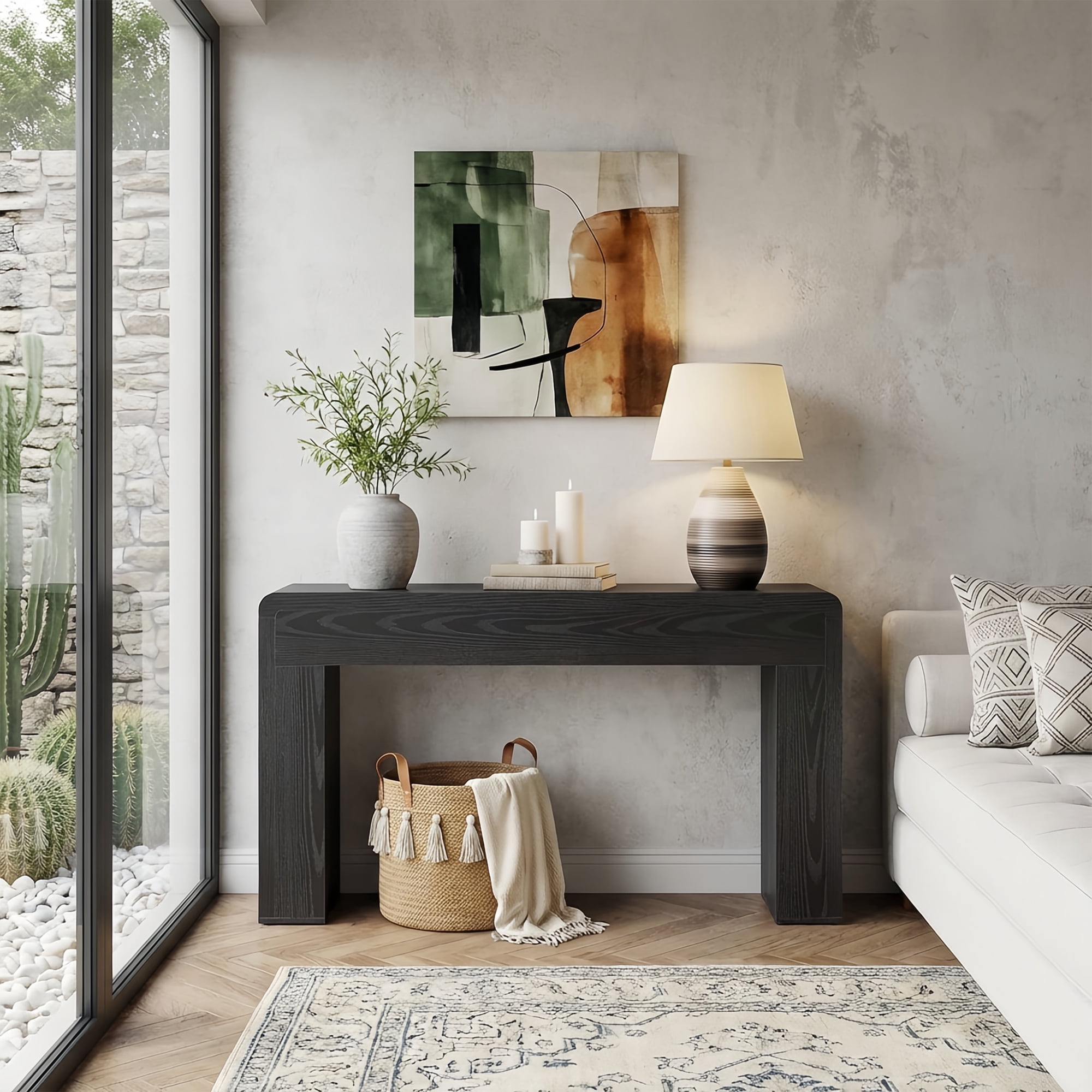 70.9" Extra Long Farmhouse Rustic Console Table, Wooden Behind Couch Storage Table, Narrow Entryway Foyer Stand for Living Room & Hallway (Black)