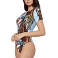 thumbnail image 2 of KLL Women 's Crew Neck Bodysuit Jumpsuits Christmas Horse Print Short onesies Stretch T Shirts, 2 of 7
