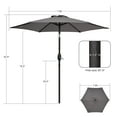 thumbnail image 7 of Sonerlic 7.5ft Round Outdoor Patio Shade Umbrella with Steel Frame for Yard, Garden,Poolside and Deck, Gray, 7 of 7