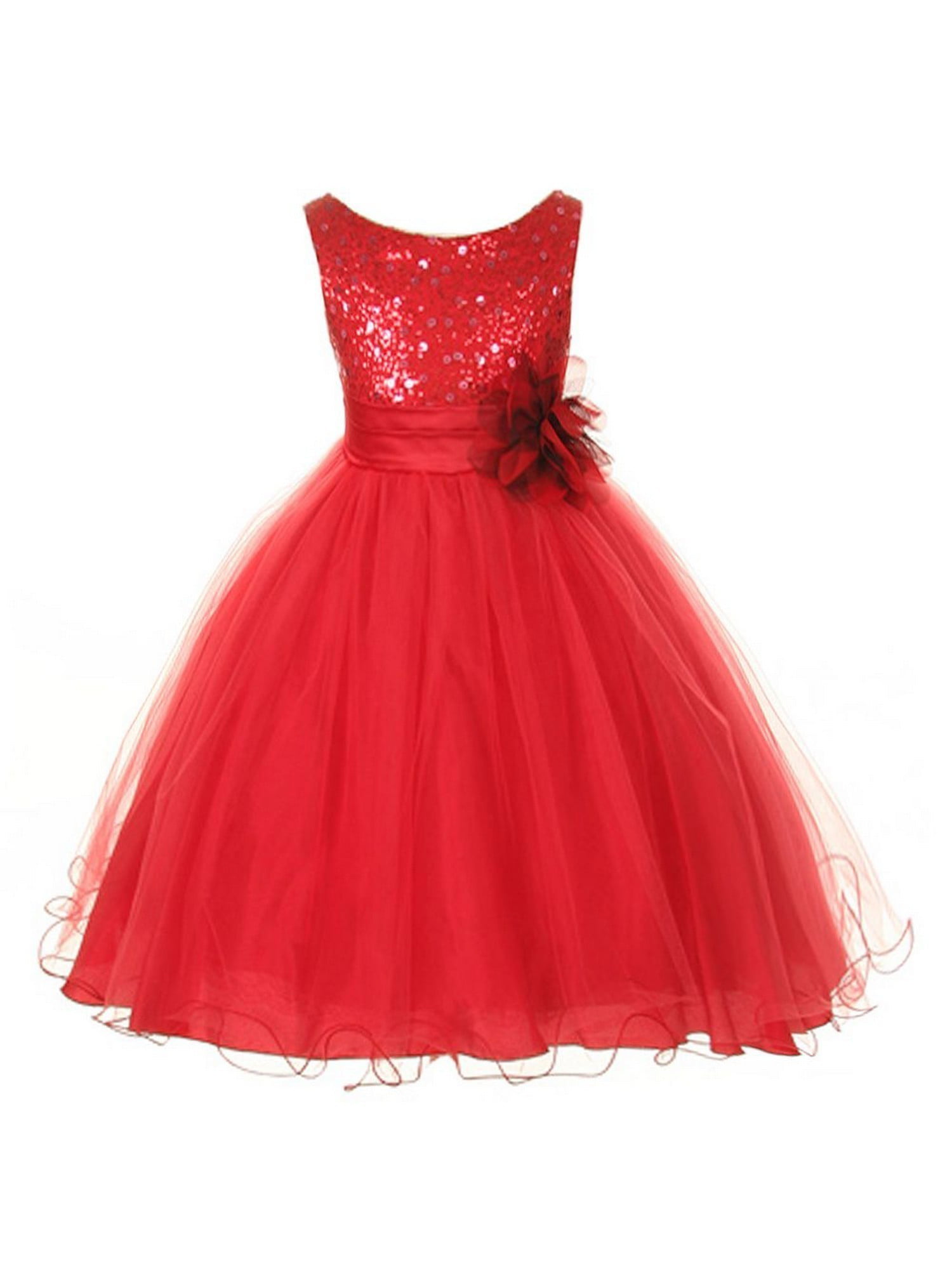 Kids Dream - Kids Dream Girls Red Sequin Illusion Tulle Plus Size Party ...