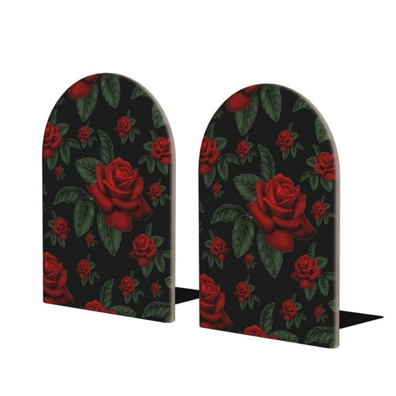 Hirioo Roses for Bookends Decorative Bookends for Shelves for Home or Office, Non-Slip Base