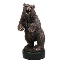 Ebros Large 13"H Standing Black Bear Roaring Decor Statue With Round Trophy Base