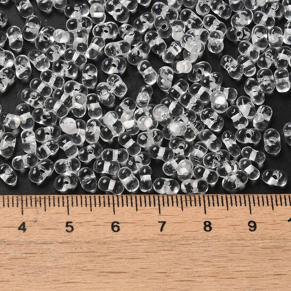 Glass 1 pound Glass Seed Beads Peanut Clear 5.5~6x3~3.5x3mm Hole: 1~1.2mm 4000pcs/pound
