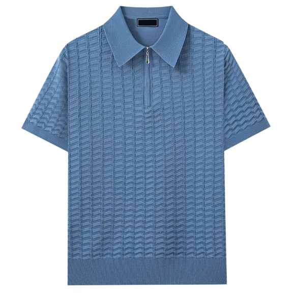 JIAYUE Mens Polo Shirts Classic Short Sleeve Knit Blend Casual Summer Textured Versatile Solid Color Breathable Turndown Collar For Business Daily Wear Comfortable Tops For Men