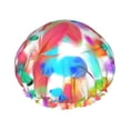 thumbnail image 1 of YFYANG Women's Double Waterproof Shower Cap, Colorful Feathers Pattern Reusable Hair Cap for All Hair Styles and Head Sizes, 1 of 6