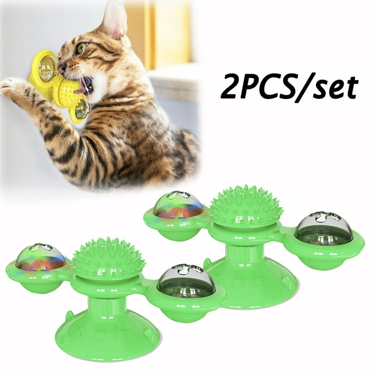 2Pcs/set Windmill Cat Toy, Cat Toy Turntable, Interactive Neck Cat Toy, Cat  Windmill Toy, with LED Ball and Catnip Ball, Scratching Tickle Grooming Cats  Hair Brush 