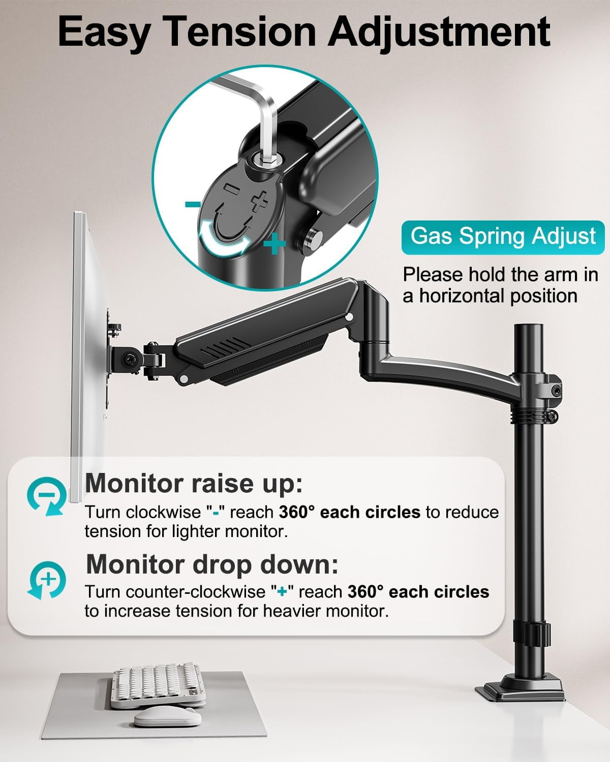 Dual Monitor Stand for Desk, Taller Monitor Arms for 2 Screens  to 32 inch, Ergonomic Adjustable Full Motion Double Computer Monitor Mount, Holds 4.4-22lbs, VESA 75/100mm, Black