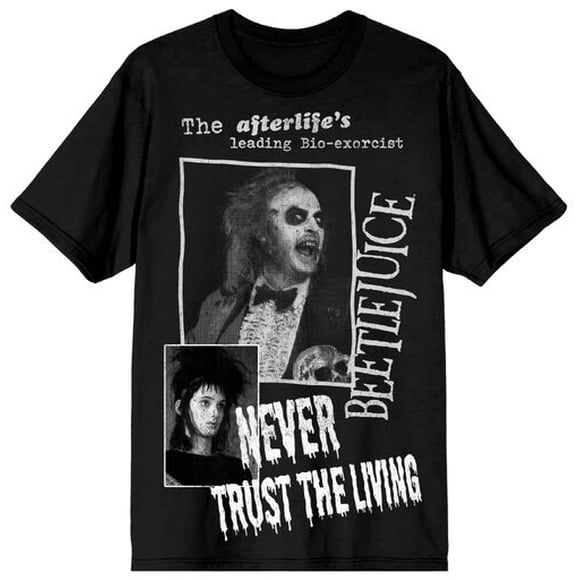 Beetlejuice Ne Fais Jamais Confiance au Vivant T-Shirt à Manches Courtes Col Rond Noir pour Hommes - Grand