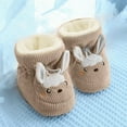 thumbnail image 2 of Povozer Baby Boys Girls Cozy Fleece Booties with Grippers Slipper Socks Toddler Crib Winter Shoes for Boys Girls(Khaki,12-18 Months), 2 of 5