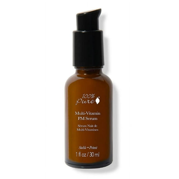 100% PURE Multi-Vitamin PM Face Serum Anti-Aging Night Moisturizer Feeds Thirsty Skin with Retinol & Potent Antioxidants from Vitamin C Nightly Facial Skincare Restore & Rejuvenation - 1 Fl Oz