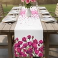 thumbnail image 4 of Valentine's Day Table Runner 72 Inches, Pink Roses Love Hearts Romantic Bed Runner Dresser Scarves Tabletop for Indoor Outdoor Parties/Ceremony/Banquet, 13" x 72", 4 of 8