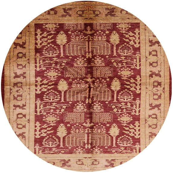Ahgly Company Indoor Round Mid-Century Modern Brown Sand Brown Oriental Area Rugs, 5' Round