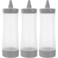 thumbnail image 1 of Paquete de 3 botellas exprimibles para condimentos, botellas de plástico de 350 ml con tapas, botella de salsa para ketchup, mostaza, aceite de oliva, pegamento y más (gris), 1 of 4