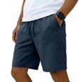thumbnail image 2 of Domuza Men's Linen-Cotton Casual Shorts – Classic Fit Summer Beach Shorts with Pockets Navy L, 2 of 6