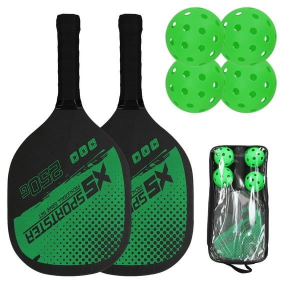 Raquetas de Pickleball Paddle Juego de Pickleball Paddle Ret de 2 Raquetas y 4 Pelotas de Pickleballs Racquet de Pickleball Con Bolas Accesorio Deportivo