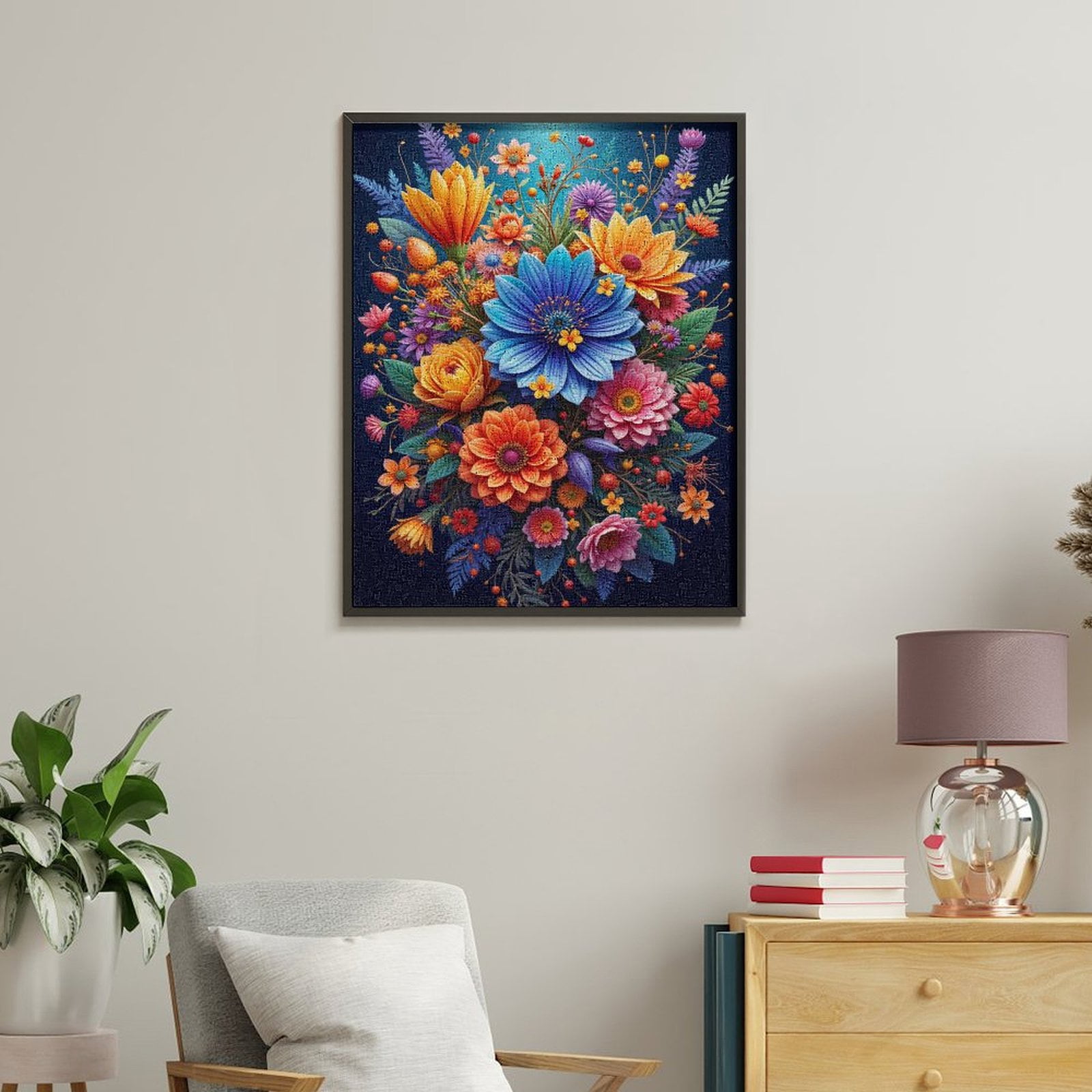 Paint By Numbers Kit for Adults Beginner - DIY Floral Bouquet Colorful Bloom Art Canvas Painting Kits for Adults, Frameless Paint By Number for Adults for Home Wall Decor 16x20 Inch