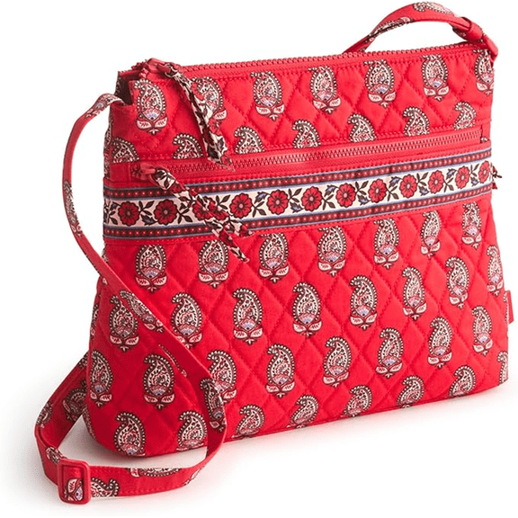 Vera Bradley Women's Premium Cotton Original Zip Hipster Crossbody Bag, Flowering Paisley Goji Berry