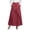 Red, variant on Women's Summer Linen Skirts Casual Elastic Waist Buttoned A-Line Midi Skirts with Pockets (Blue, XL)