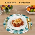 thumbnail image 4 of Teal Green Floral Round 13 Inch Placemats Set of 6, Vintage Cornflower Leaves Rustic Plants HeatResistant Non Slip Place Mats for Dining Table, Wipeable Braided Kitchen Table Mats for Housewarming, 4 of 9