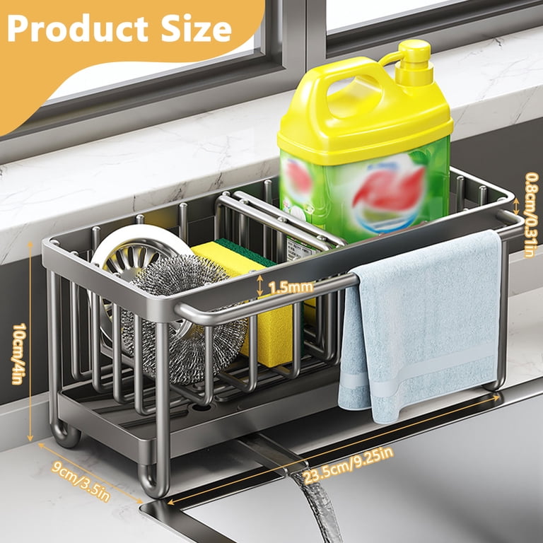 BEVTEE Dish Brush Holder with Towel Bar, Black photo 7