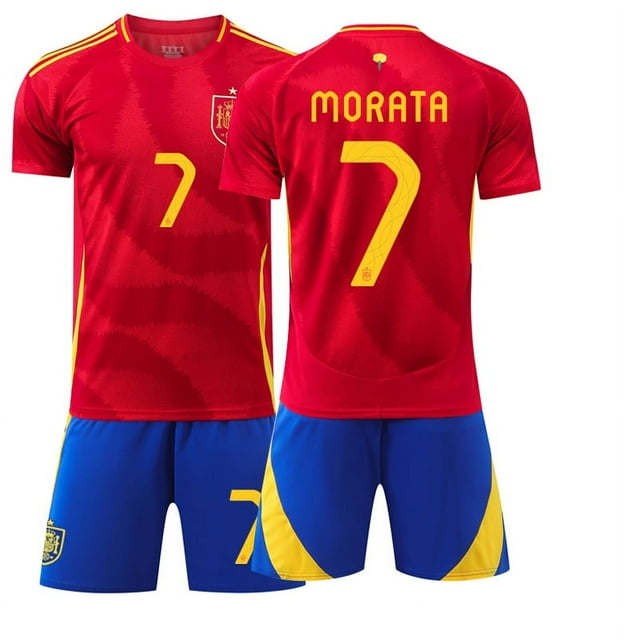 Maillot de Soccer Spain Home MORATA 7 FEDRI 26 GAVI 9 pour Garçons et Filles