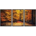 thumbnail image 1 of wall26 - 3 Piece Framed Canvas Wall Art - Pathway in The Autumn Park - Modern Home Art Stretched and Framed Canvas Ready to Hang - 24"x36"x3 Black, 1 of 5
