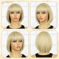 thumbnail image 4 of 【Natural Look】PHOCAS Blonde Bob Wig with Bangs, Heat Resistant Synthetic Short Wig for Women, Daily Wear 10 Inch, 4 of 10