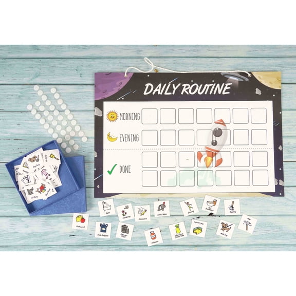 Inkdotpot Kids Daily Responsibility Checklist, Hanging Chore Chart- Childrens Job Poster- Morning/Evening Daily Routine- Daily Task List-OPU