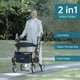 thumbnail image 2 of Andador y silla de transporte 2 en 1 ELENKER para personas mayores, andador plegable con asiento ancho y amortiguador, color champán, 2 of 5