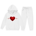 thumbnail image 5 of ATOGUTA Girls Kids Set Clothing Valentine's Day Sweatsuits Pant Set Long Sleeve Athletic Sweatshirts and Sweatpants with Pockets Size 2T-13, White, 5 of 5