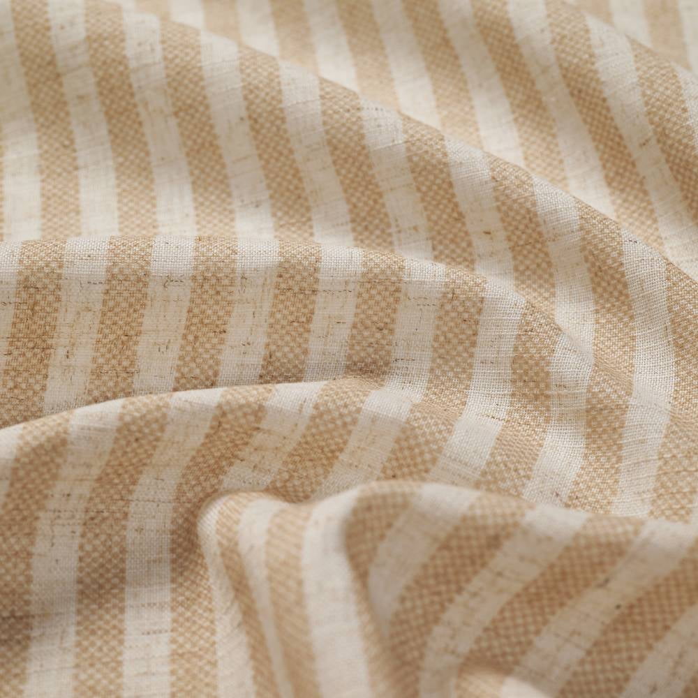 TOPICK Striped Kitchen Curtains and Valance Set 36 Inch Small Linen Curtains for Cafe Living Room Bathroom Farmhouse 3 Pieces Set Rod Pocket Beige